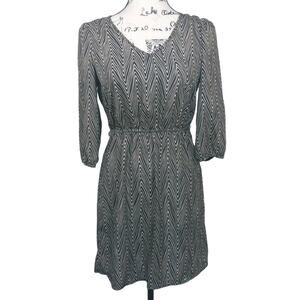 BeBop Dress 3/4 sleeve black dress Geometric Lines Size Small